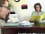 Mature mom fucks computer repairman in her office